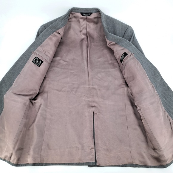 Jos A Bank Mens 44L Gray Pinstripe Wool Cashmere 2 Piece Suit Pleated Pant 36x30 - Picture 8 of 16